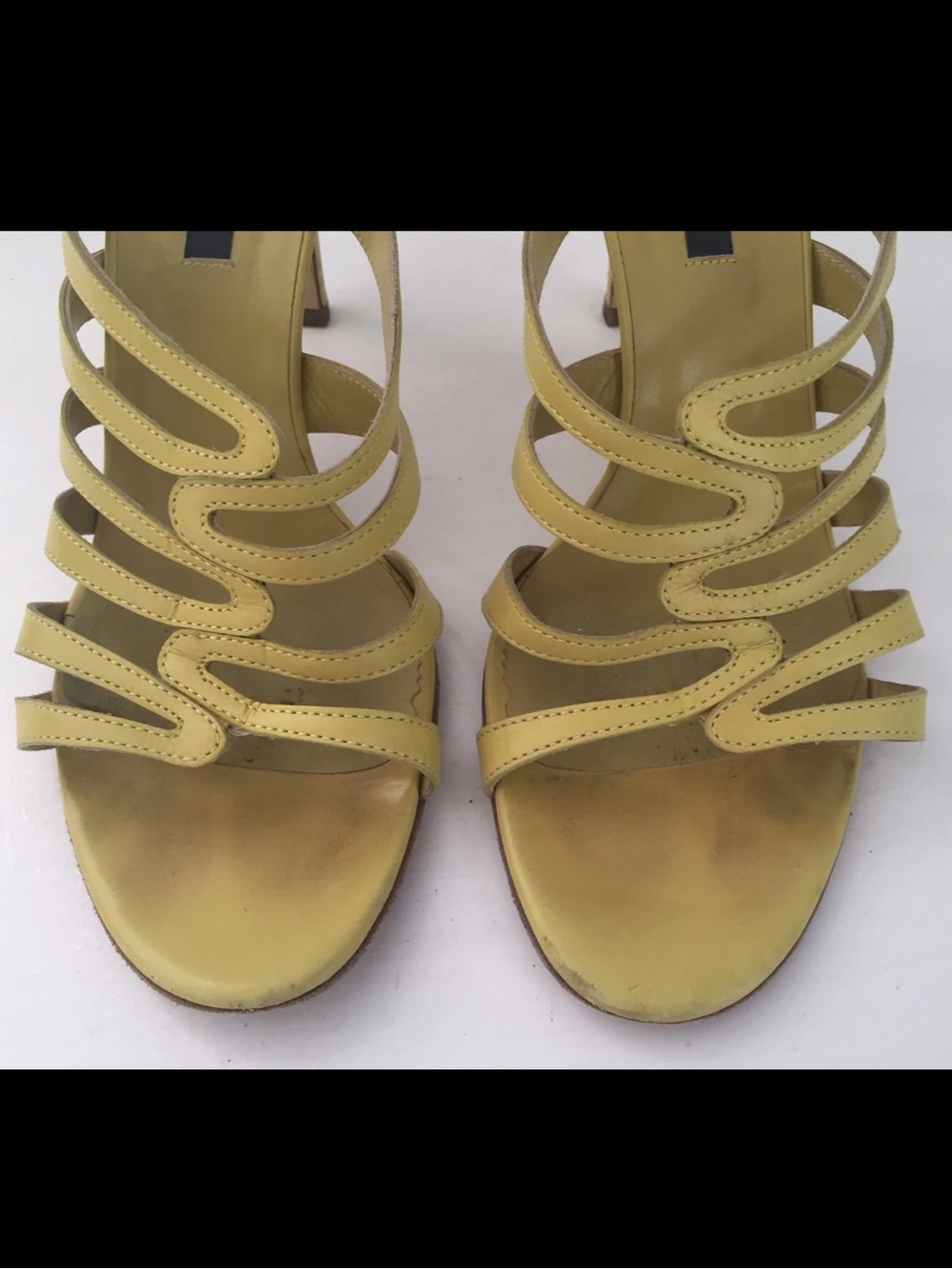 SERGIO ROSSI LIME GREEN CAGED SLIP ON HEELS SANDALS Sz 38.5 - Picture 4 of 11